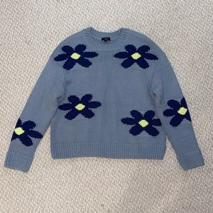 Rails Blue Sweater with Navy and Yellow Floral Design
